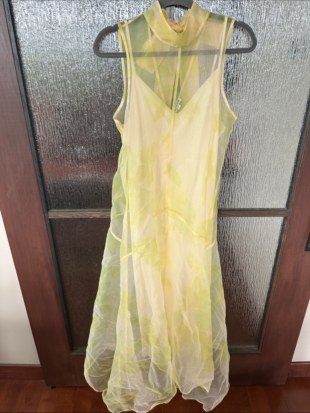 STAUD Auden Dress Sheer High-Neck A-Line Dress in Pale Yellow size M - Picture 8 of 11